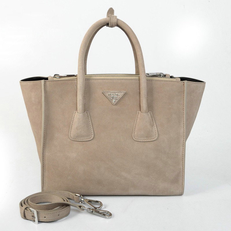 2014 Prada Suede Leather Tote Bag BN2619 grey